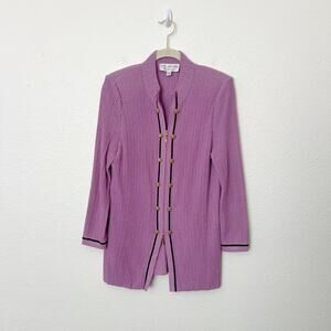 St. John Collection Lavender Purple Knit Blazer with Black Trim